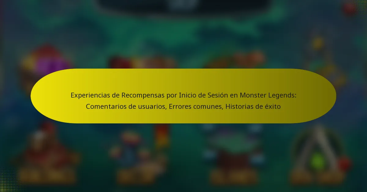 Experiencias de Recompensas por Inicio de Sesión en Monster Legends: Comentarios de usuarios, Errores comunes, Historias de éxito