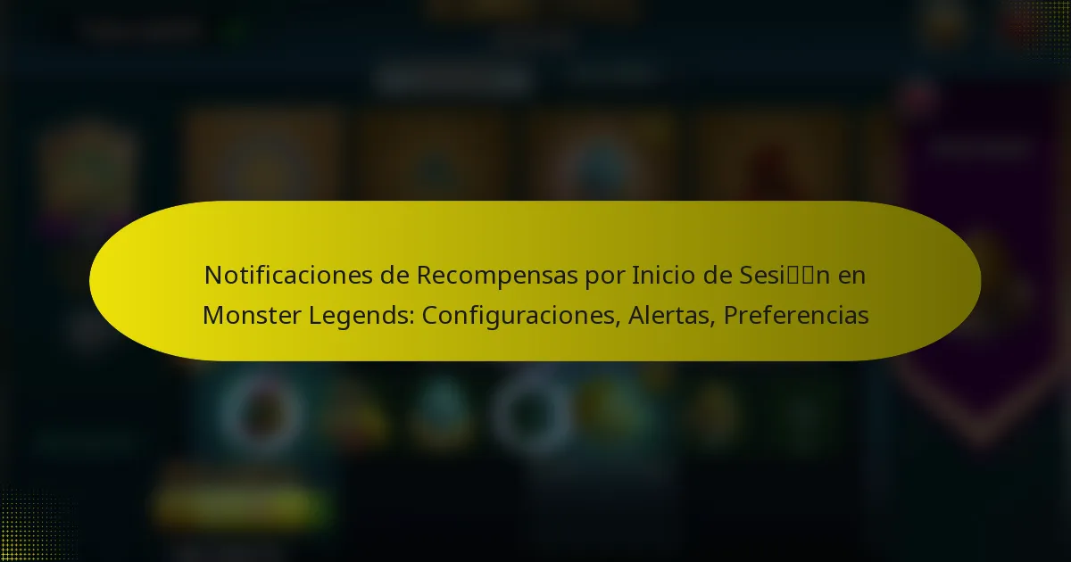Notificaciones de Recompensas por Inicio de Sesión en Monster Legends: Configuraciones, Alertas, Preferencias